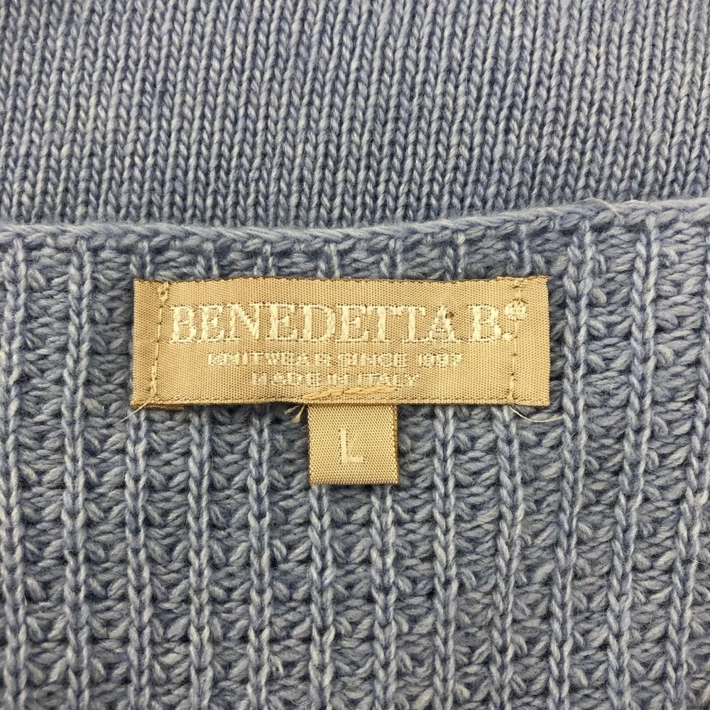 Benedetta B. Light Blue Knit Crew Neck Sweater, Size L - Picture 6 of 8